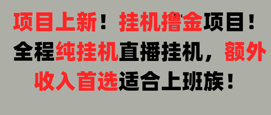 项目上新！挂机撸金项目！全程纯挂机直播挂机，额外收入首选，适合上班族！祝创空间-网创项目资源站-副业项目-创业项目-搞钱项目祝创空间