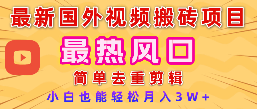 2025最新热门风口,国外视频搬砖项目,简单去重剪辑,小白也能轻松月入3W+祝创空间-网创项目资源站-副业项目-创业项目-搞钱项目祝创空间