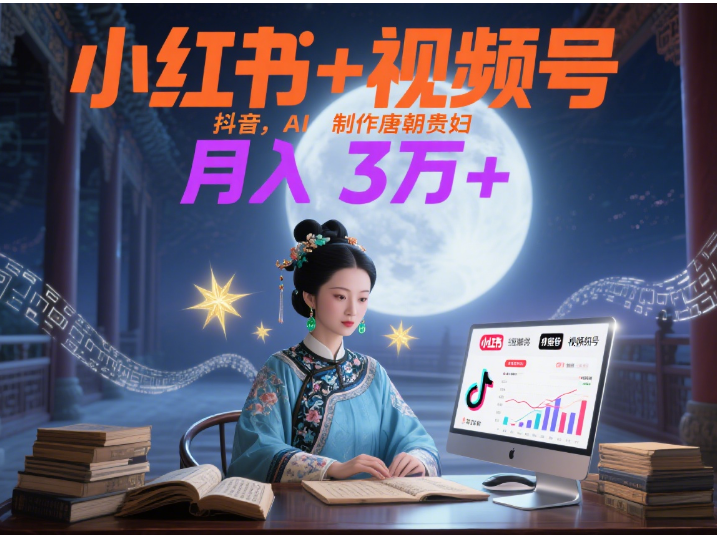 小红书+视频号+抖音,AI轻松制作唐朝贵妇IP,毒鸡汤、励志、减肥瘦身、养生赛道轻松切入,每天30分钟,轻松产出N条,月入3万+祝创空间-网创项目资源站-副业项目-创业项目-搞钱项目祝创空间