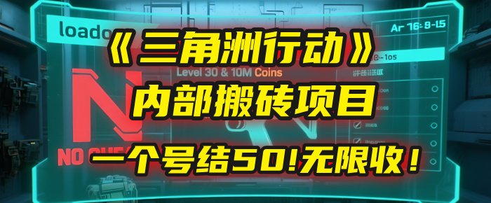 《三角洲行动》内部搬砖项目：打一个号，结50块，无限收！祝创空间-网创项目资源站-副业项目-创业项目-搞钱项目祝创空间