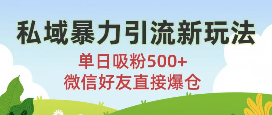 私域暴力引流新玩法!单日吸粉500+，微信好友直接爆仓祝创空间-网创项目资源站-副业项目-创业项目-搞钱项目祝创空间