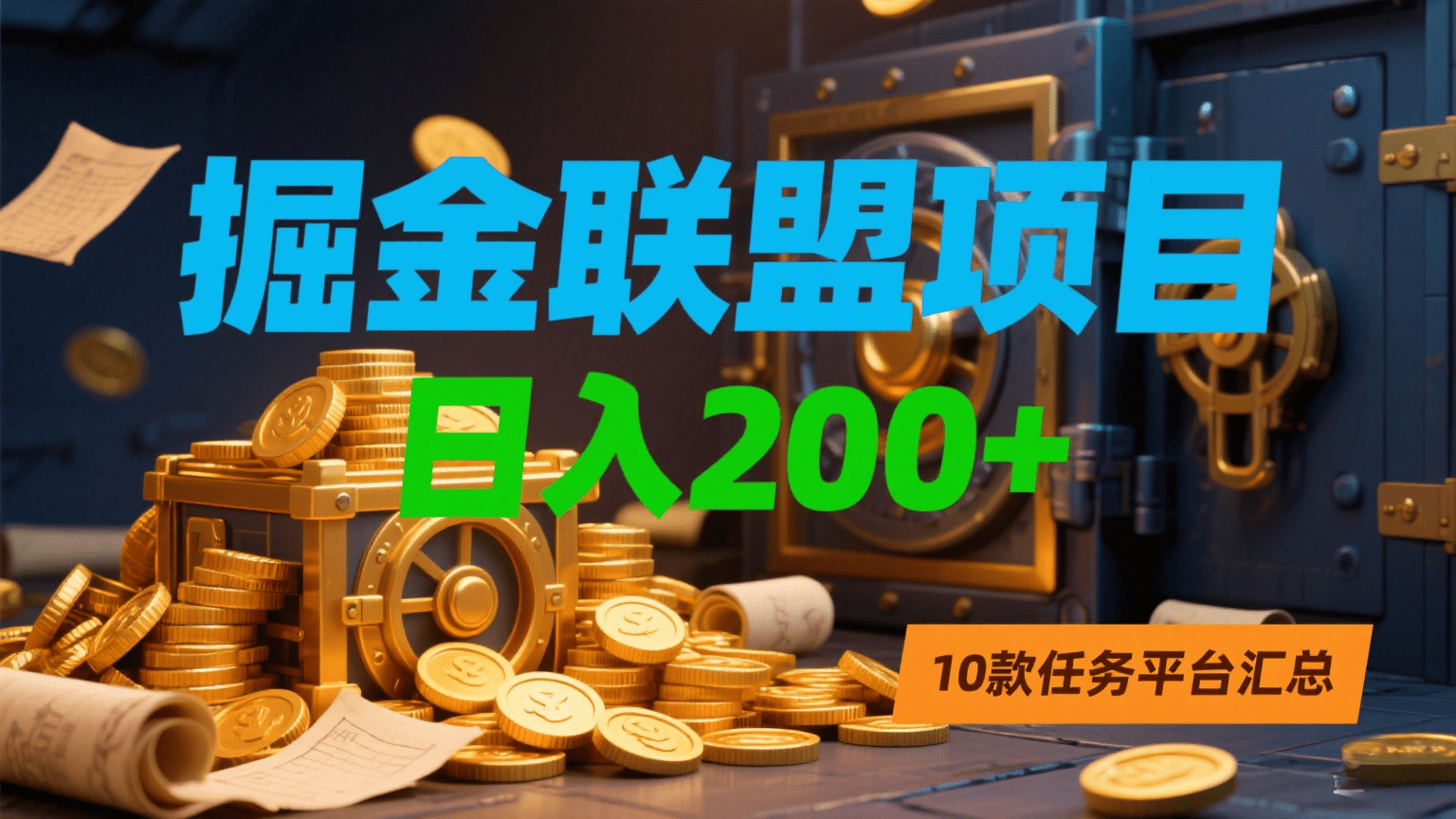 掘金联盟项目，日入200+，10款任务平台汇总祝创空间-网创项目资源站-副业项目-创业项目-搞钱项目祝创空间