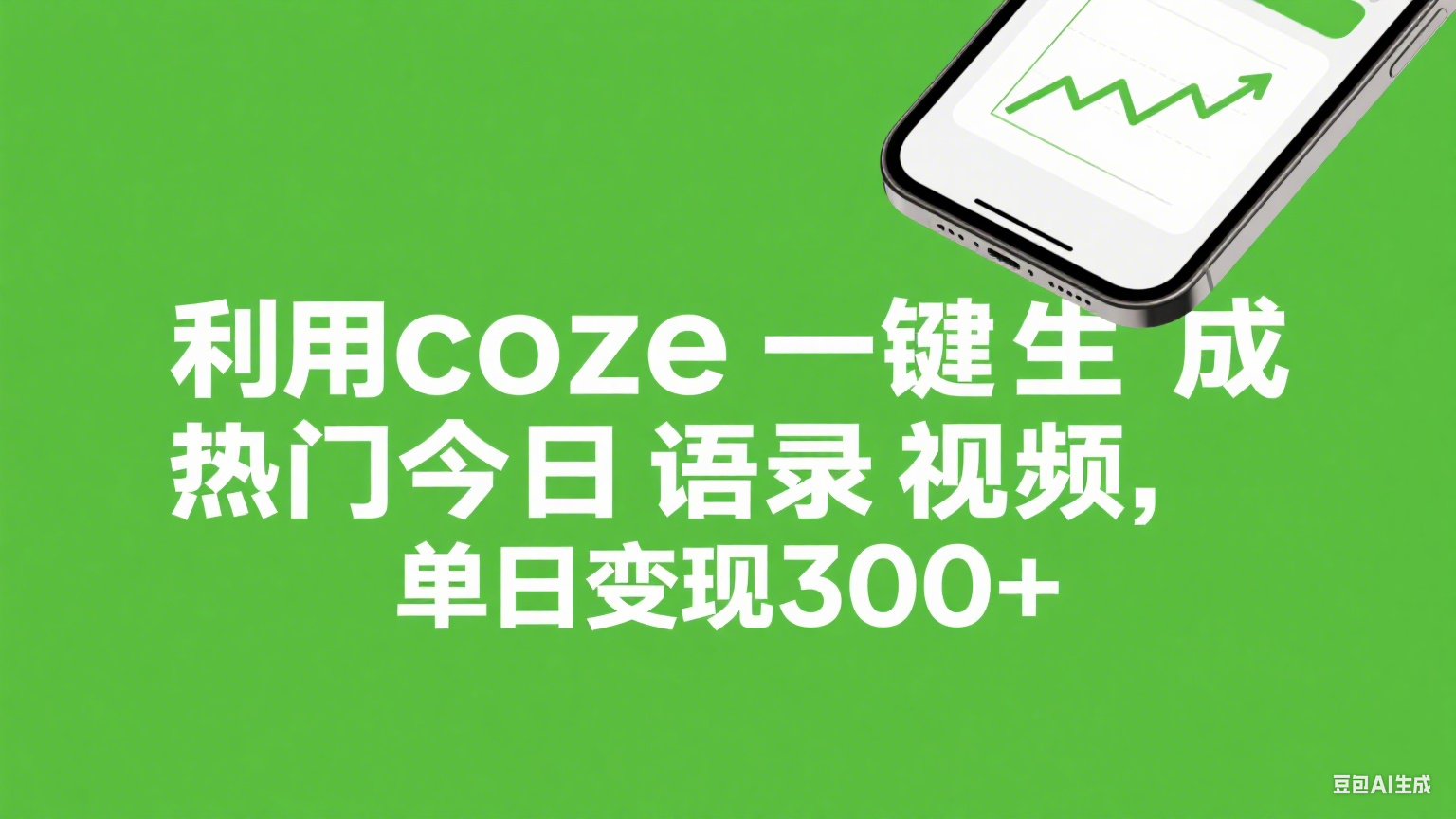 利用coze一键生成热门今日语录视频，单日变现300+祝创空间-网创项目资源站-副业项目-创业项目-搞钱项目祝创空间