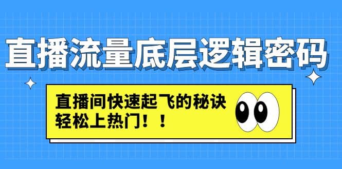 直播流量底层逻辑密码:直播间快速起飞的秘诀,轻松上热门祝创空间-网创项目资源站-副业项目-创业项目-搞钱项目祝创空间