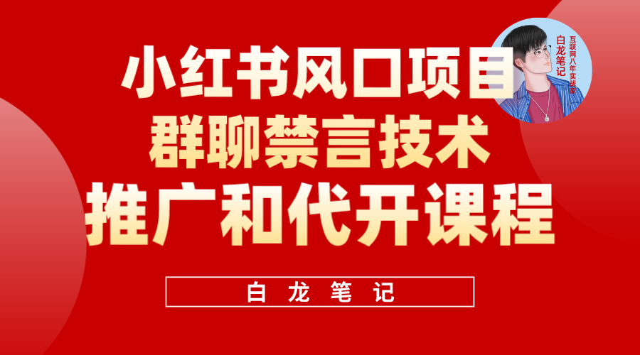 小红书风口项目日入300+，小红书群聊禁言技术代开项目，适合新手操作祝创空间-网创项目资源站-副业项目-创业项目-搞钱项目祝创空间