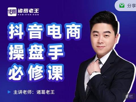 诸葛老王-抖音电商操盘手必修课：顶层设计，​起号破局，爆款运营，数据分析祝创空间-网创项目资源站-副业项目-创业项目-搞钱项目祝创空间
