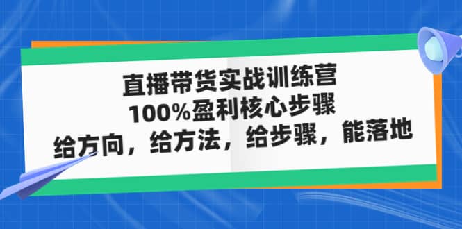 直播带货实战训练营:100%盈利核心步骤,给方向,给方法,给步骤,能落地祝创空间-网创项目资源站-副业项目-创业项目-搞钱项目祝创空间