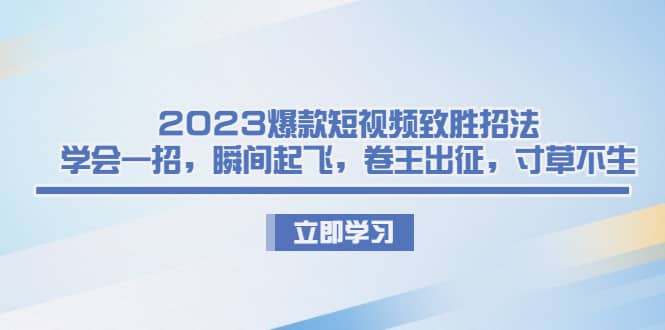 2023爆款短视频致胜招法，学会一招，瞬间起飞，卷王出征，寸草不生祝创空间-网创项目资源站-副业项目-创业项目-搞钱项目祝创空间