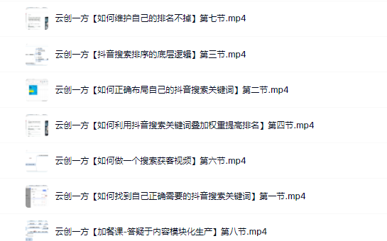 云创一方2022抖音SEO系列课程，教你如何快速上抖音搜索排名第一祝创空间-网创项目资源站-副业项目-创业项目-搞钱项目祝创空间