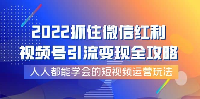 2022抓住微信红利，视频号引流变现全攻略，人人都能学会的短视频运营玩法祝创空间-网创项目资源站-副业项目-创业项目-搞钱项目祝创空间