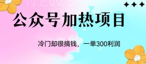 冷门公众号加热项目，一单利润300+祝创空间-网创项目资源站-副业项目-创业项目-搞钱项目祝创空间