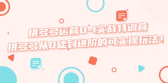 拼多多运营0-1实战特训营，拼多多从0础到进阶的可实操玩法祝创空间-网创项目资源站-副业项目-创业项目-搞钱项目祝创空间