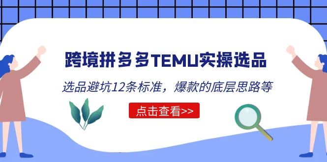 跨境拼多多TEMU实操选品运营方法，选品避坑12条标准，爆款的底层思路等祝创空间-网创项目资源站-副业项目-创业项目-搞钱项目祝创空间