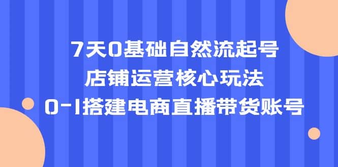 7天0基础自然流起号，店铺运营核心玩法，0-1搭建电商直播带货账号祝创空间-网创项目资源站-副业项目-创业项目-搞钱项目祝创空间
