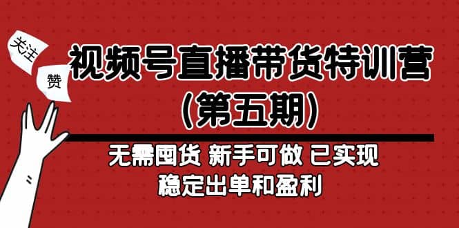 视频号直播带货特训营（第五期）无需囤货 新手可做 已实现稳定出单和盈利祝创空间-网创项目资源站-副业项目-创业项目-搞钱项目祝创空间