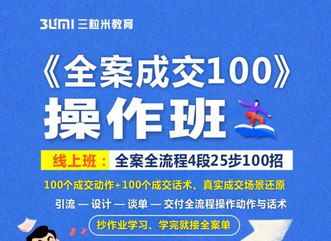 《全案成交100》全案全流程4段25步100招，操作班祝创空间-网创项目资源站-副业项目-创业项目-搞钱项目祝创空间