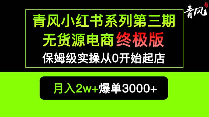 小红书无货源电商爆单终极版【视频教程+实战手册】保姆级实操从0起店爆单祝创空间-网创项目资源站-副业项目-创业项目-搞钱项目祝创空间
