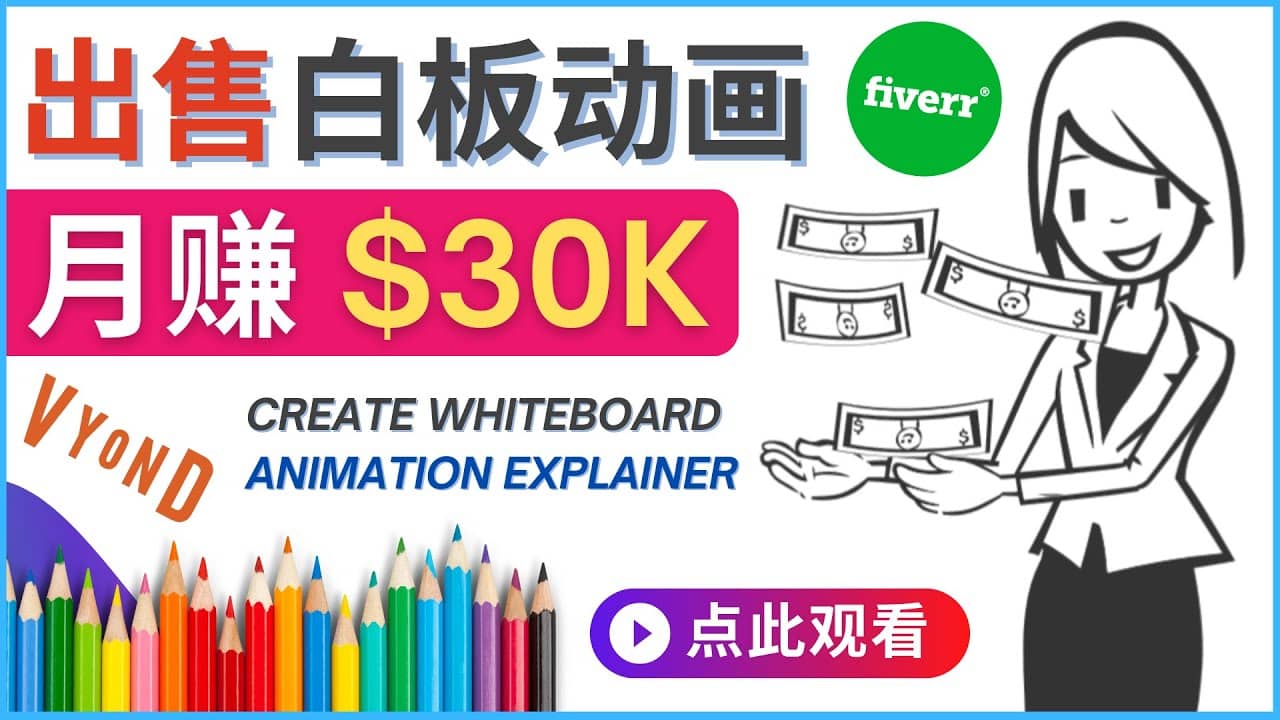 如何用最简单制作白板动画（WhiteBoard Animation）月赚3万美元祝创空间-网创项目资源站-副业项目-创业项目-搞钱项目祝创空间