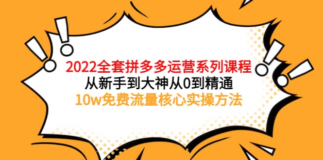 2022全套拼多多运营课程，从新手到大神从0到精通，10w免费流量核心实操方法祝创空间-网创项目资源站-副业项目-创业项目-搞钱项目祝创空间
