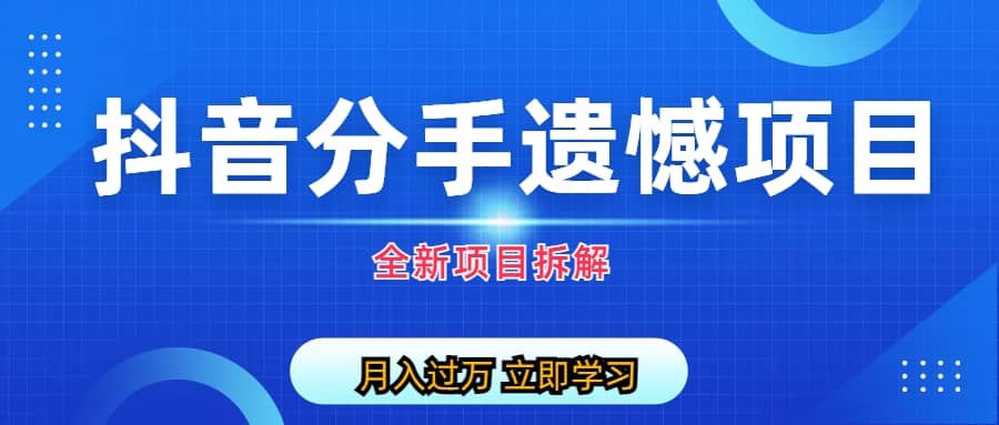 自媒体抖音分手遗憾项目私域项目拆解祝创空间-网创项目资源站-副业项目-创业项目-搞钱项目祝创空间