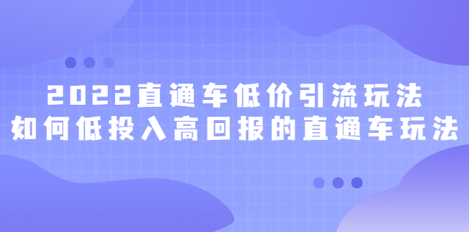 2022直通车低价引流玩法，教大家如何低投入高回报的直通车玩法祝创空间-网创项目资源站-副业项目-创业项目-搞钱项目祝创空间