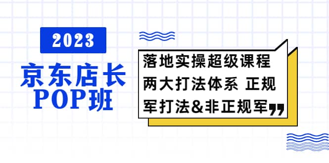 2023京东店长·POP班 落地实操超级课程 两大打法体系 正规军&非正规军祝创空间-网创项目资源站-副业项目-创业项目-搞钱项目祝创空间