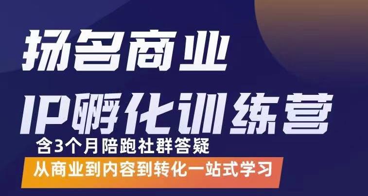 杨名商业IP孵化训练营，从商业到内容到转化一站式学 价值5980元祝创空间-网创项目资源站-副业项目-创业项目-搞钱项目祝创空间
