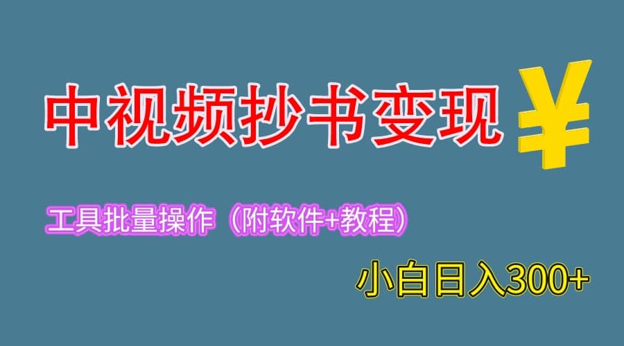 2023中视频抄书变现（附工具+教程），一天300+，特别适合新手操作的副业祝创空间-网创项目资源站-副业项目-创业项目-搞钱项目祝创空间