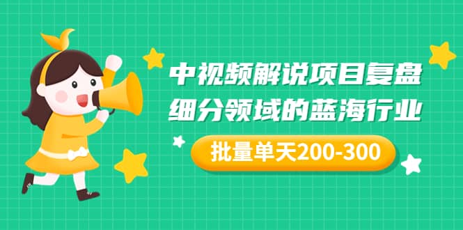 某付费文章:中视频解说项目复盘:细分领域的蓝海行业 批量单天200-300收益祝创空间-网创项目资源站-副业项目-创业项目-搞钱项目祝创空间