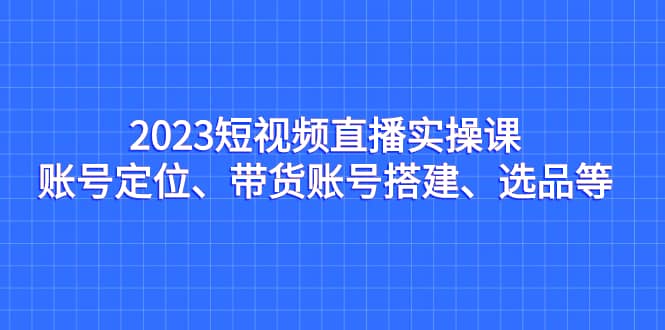 2023短视频直播实操课，账号定位、带货账号搭建、选品等祝创空间-网创项目资源站-副业项目-创业项目-搞钱项目祝创空间