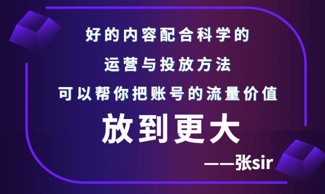 张sir账号流量增长课，告别海王流量，让你的流量更精准祝创空间-网创项目资源站-副业项目-创业项目-搞钱项目祝创空间