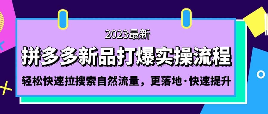 拼多多-新品打爆实操流程:轻松快速拉搜索自然流量,更落地·快速提升祝创空间-网创项目资源站-副业项目-创业项目-搞钱项目祝创空间