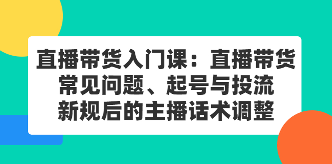 直播带货入门课：直播带货常见问题、起号与投流、新规后的主播话术调整祝创空间-网创项目资源站-副业项目-创业项目-搞钱项目祝创空间