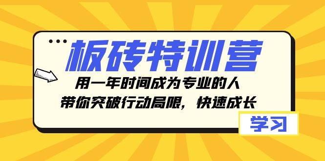 板砖特训营，用一年时间成为专业的人，带你突破行动局限，快速成长祝创空间-网创项目资源站-副业项目-创业项目-搞钱项目祝创空间