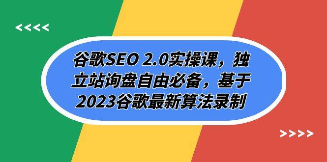 谷歌SEO 2.0实操课,独立站询盘自由必备,基于2023谷歌最新算法录制(94节祝创空间-网创项目资源站-副业项目-创业项目-搞钱项目祝创空间