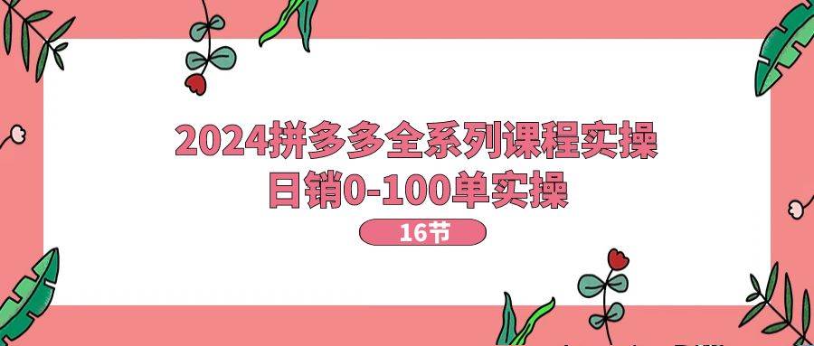2024拼多多全系列课程实操，日销0-100单实操【16节课】祝创空间-网创项目资源站-副业项目-创业项目-搞钱项目祝创空间