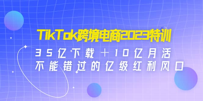 TikTok跨境电商2023特训：35亿下载＋10亿月活，不能错过的亿级红利风口祝创空间-网创项目资源站-副业项目-创业项目-搞钱项目祝创空间