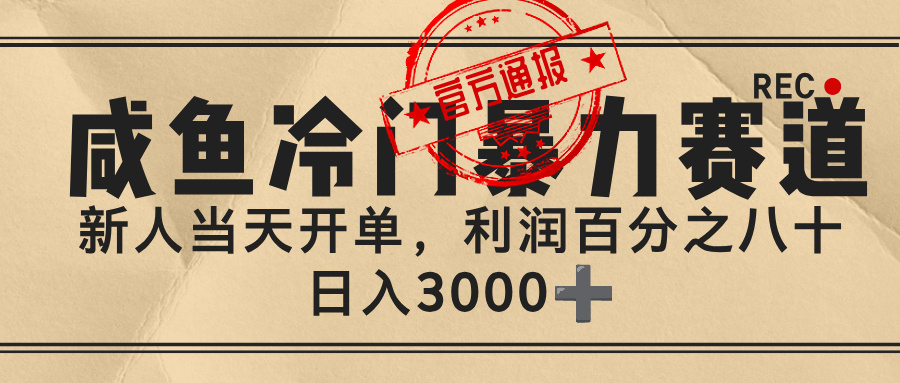 闲鱼，冷门暴力赛道，一单 80%利润，新人轻松日入 3000+祝创空间-网创项目资源站-副业项目-创业项目-搞钱项目祝创空间