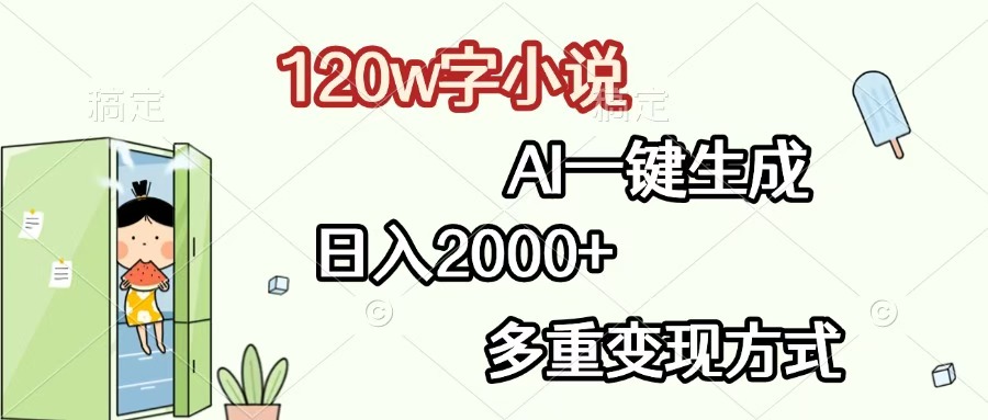 120w字小说,AI一键生成,日入2000+,多重变现方式祝创空间-网创项目资源站-副业项目-创业项目-搞钱项目祝创空间