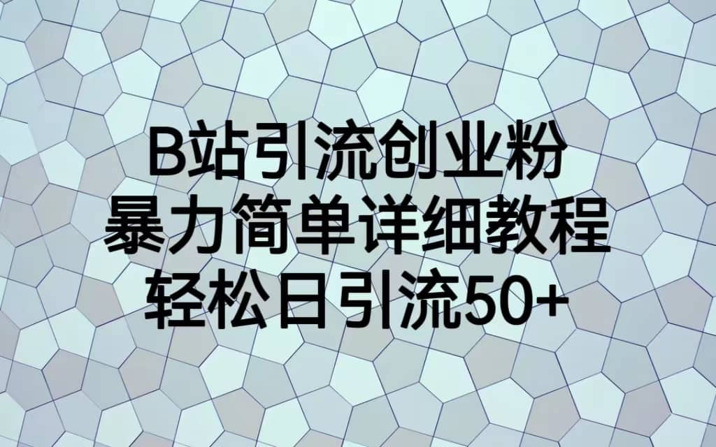 B站引流创业粉，暴力简单详细教程，轻松日引流50+祝创空间-网创项目资源站-副业项目-创业项目-搞钱项目祝创空间
