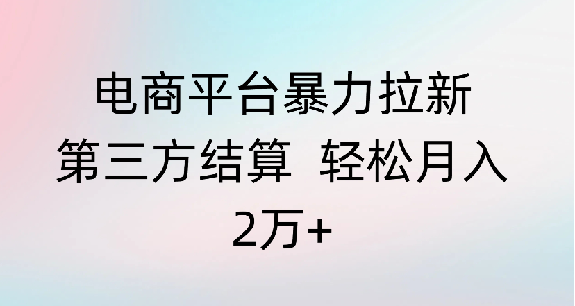 电商平台暴力拉新第三方结算 轻松月入2万+祝创空间-网创项目资源站-副业项目-创业项目-搞钱项目祝创空间
