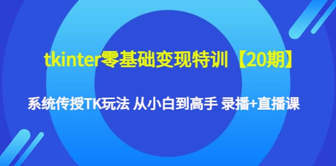 tkinter零基础变现特训【20期】系统传授TK玩法 从小白到高手 录播+直播课祝创空间-网创项目资源站-副业项目-创业项目-搞钱项目祝创空间