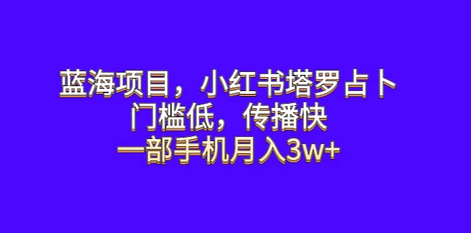 蓝海项目，小红书塔罗占卜，门槛低，传播快，一部手机月入3w+祝创空间-网创项目资源站-副业项目-创业项目-搞钱项目祝创空间