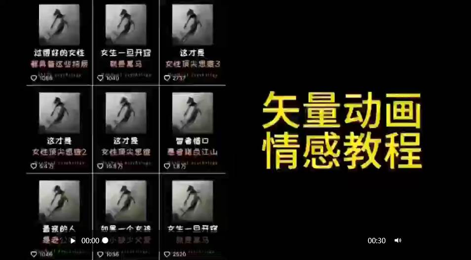 矢量动画情感教程：高点赞涨粉，适合情感、思维、创业教育等赛道祝创空间-网创项目资源站-副业项目-创业项目-搞钱项目祝创空间