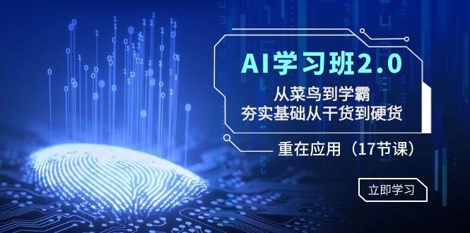 AI学习班2.0：从菜鸟到学霸，夯实基础从干货到硬货，重在应用（17节课）祝创空间-网创项目资源站-副业项目-创业项目-搞钱项目祝创空间