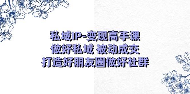 私域IP-变现高手课：做好私域 被动成交，打造好朋友圈做好社群（18节）祝创空间-网创项目资源站-副业项目-创业项目-搞钱项目祝创空间