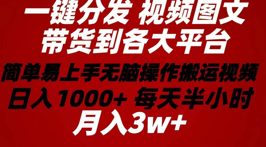 2024年 一键分发带货图文视频  简单易上手 无脑赚收益 每天半小时日入1…祝创空间-网创项目资源站-副业项目-创业项目-搞钱项目祝创空间