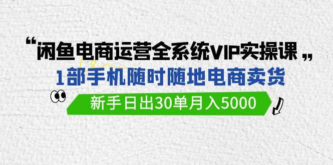闲鱼电商运营全系统VIP实战课，1部手机随时随地卖货，新手日出30单月入5000祝创空间-网创项目资源站-副业项目-创业项目-搞钱项目祝创空间