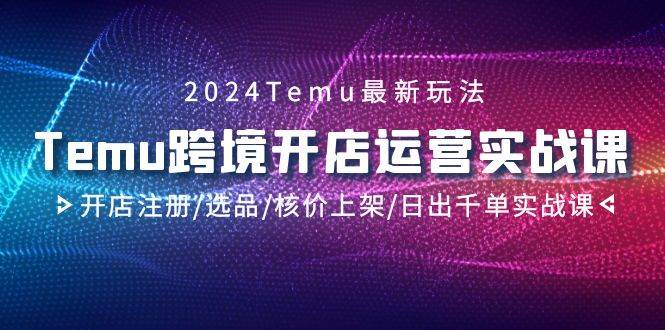 2024Temu跨境开店运营实战课，开店注册/选品/核价上架/日出千单实战课祝创空间-网创项目资源站-副业项目-创业项目-搞钱项目祝创空间