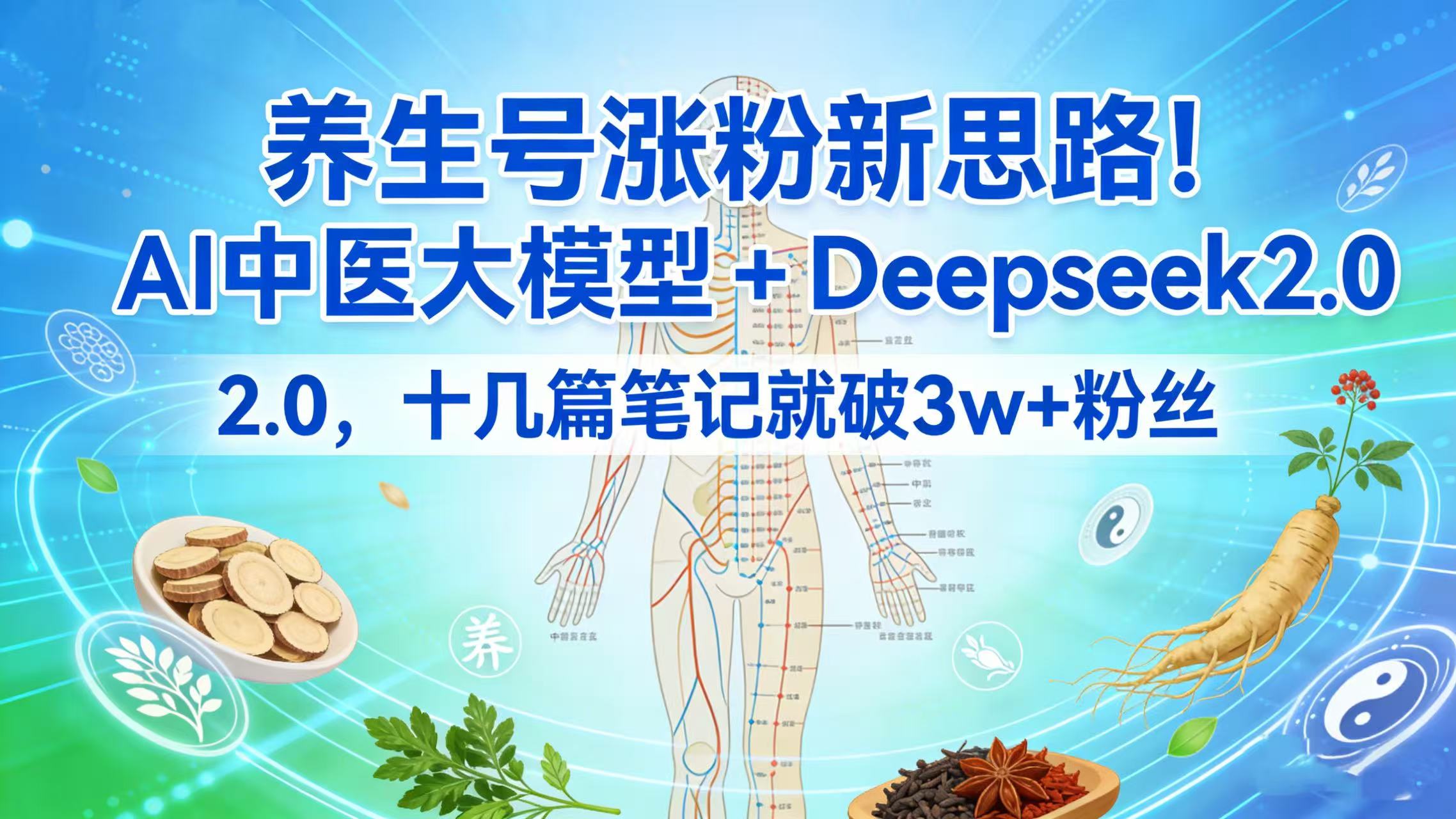 养生号涨粉新思路！AI 中医大模型 + Deepseek 2.0，十几篇笔记就破 3w + 粉丝祝创空间-网创项目资源站-副业项目-创业项目-搞钱项目祝创空间